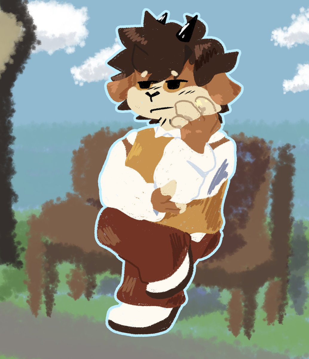 Screensave_r's tweet photo. ArtFight Attack #3 
Sitting on a bench 

Attack for PomPomodoro on ArtFight https://t.co/VFt5a7VgPt