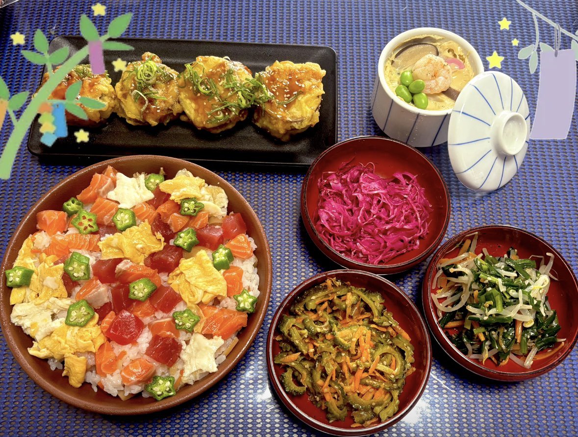 sakura80608's tweet photo. おうちごはん。

トライアルオリジナルの
五目ちらしの素を使って
海鮮ちらし·͜·♡

お刺身が新鮮で
みんな大喜びでペロリ( Ꙭ)!

大好きな茄子の肉挟み天も
迷わずGetꔛෆ

#トライアル公式アンバサダー
#トライアル
#PR https://t.co/B027NckrKK