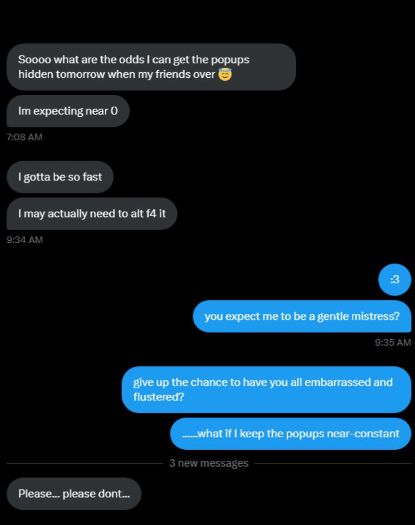 nowobeyryleigh's tweet photo. what should we do, should we make the pc absolutely unusable and keep showing porn~

Maybe their friend will get infected too~

#techdom #techsub #findom #finsub #nsfwtwt #censored #clickslut #linkslut #Goonabomber https://t.co/qGo99UktVp