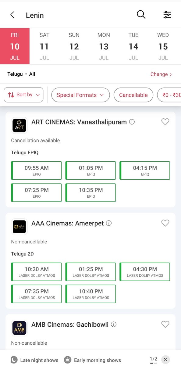 akhil_tweetz's tweet photo. #LENIN @ Hyderabad
Bookings Opened at
@ARTCinemasOffl
@aaacinemasoffl
@PrasadsCinemas
Sandhya35MM
Malkajgiri Sri Sai Ram
Grab your tickets 🎟️
#LeninOnJuly10th
#3DaysToGoForLenin https://t.co/ucY3aUp7Ed