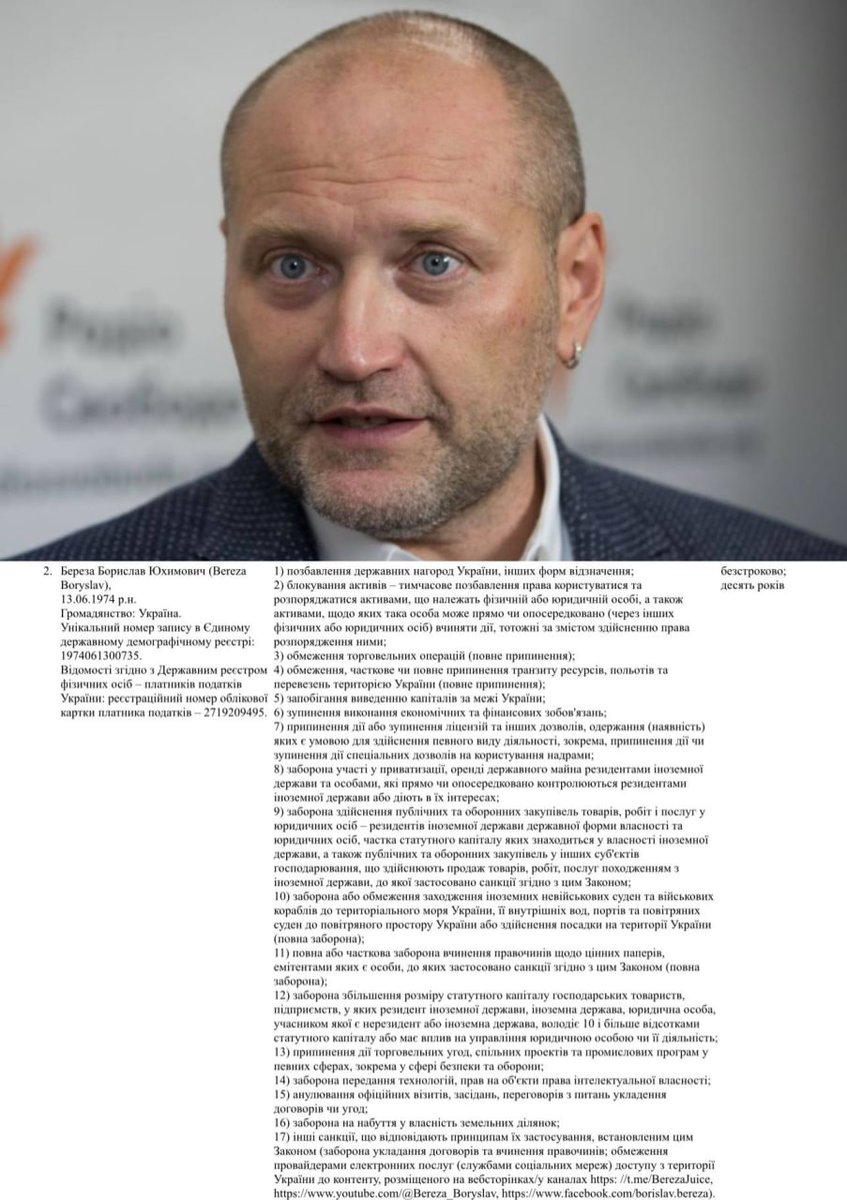 5channel's tweet photo. 🚨Зеленський свої указом запровадив санкції проти опозиціонера та екснардепа Борислава Берези. https://t.co/Aa4jD9xeel