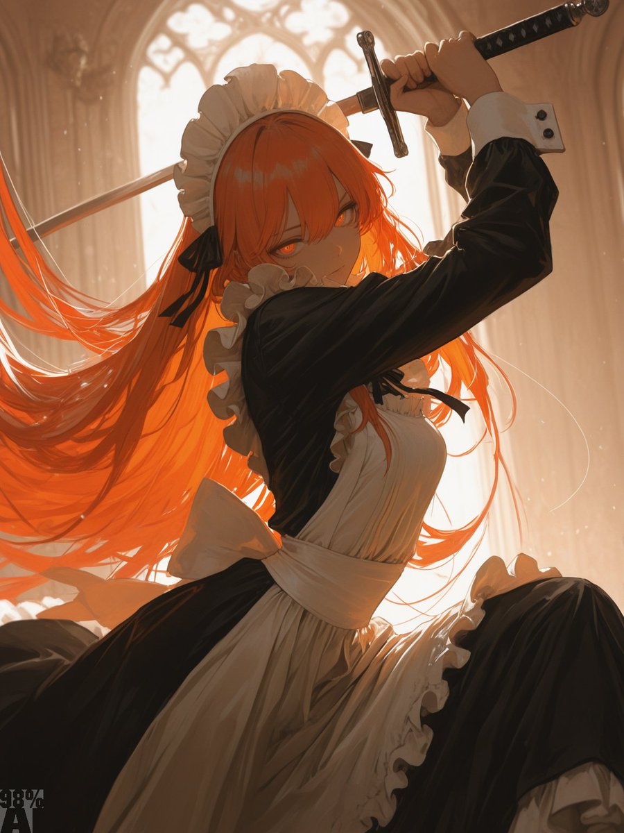 98percentAI's tweet photo. Don't let the frills fool you — she's ready for war.

Did someone say overqualified maid? ⚔️

#AIイラスト #AIart #AnimeGirl https://t.co/lYgDQLW75E