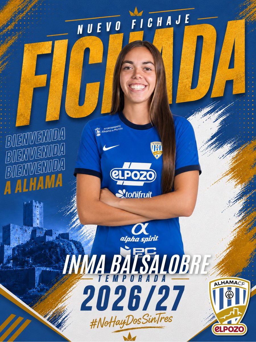 AlhamaElPozo's tweet photo. 💙 𝐁𝐢𝐞𝐧𝐯𝐞𝐧𝐢𝐝𝐚 𝐝𝐞 𝐧𝐮𝐞𝐯𝐨, 𝐈𝐧𝐦𝐚.

El Alhama CF ElPozo incorpora a Inma Balsalobre, futbolista murciana de 17 años que regresa al club donde dio parte de su formación antes de continuar su crecimiento en el Elche CF.

Extremo o lateral, llega para aportar velocidad, intensidad y mucha proyección a nuestro equipo. Un talento joven que vuelve a vestir estos colores con más experiencia, pero con la misma ilusión.

🏠Nos alegra verte de nuevo en casa.

#BienvenidaInma #NoHayDosSinTres
