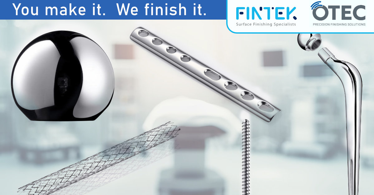 fintek1's tweet photo. For #surgicalimplants, #surfacefinish is not cosmetic - it is critical to performance, hygiene &amp; patient outcomes. Using OTEC drag finishing delivers repeatable, high-quality results with surface smoothness values to 0.01Ra, quickly. Contact Fintek for machines or subcon services https://t.co/Dg2xofiAYk
