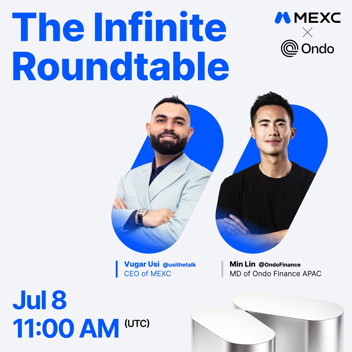 MEXC's tweet photo. How will RWAs reshape crypto? And what role will institutional adoption play in the next market cycle?

Join MEXC CEO @usithetalk and Min Lin @OndoFinance as they discuss what's next.

⏰ Jul 8, 11:00 AM UTC

🔔 Set your reminder:
https://t.co/GZ1uOdqKq9 https://t.co/shrYK3hwG6