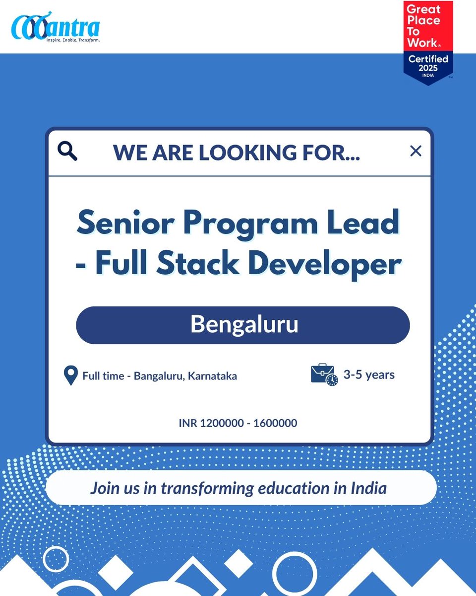 mantra4change's tweet photo. We are hiring!
Openings:

• Program Lead/Senior Program Lead – M&amp;E
https://t.co/IMwagUktW3
• Senior Program Lead – Full Stack Developer
https://t.co/QAzg9YPDip
• Program Lead – STEP Punjab
https://t.co/HqNgpxUEth
• Program Lead – People and Culture
https://t.co/hC5VYBYapG https://t.co/YFjPohAe8t