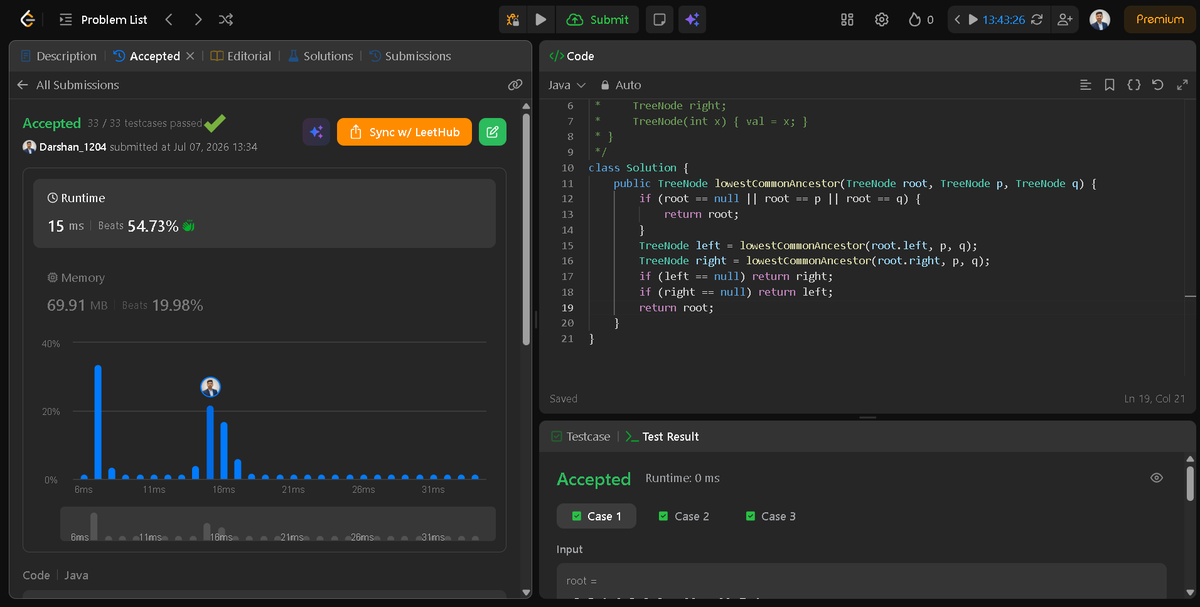 Darshan2042's tweet photo. 📅 Day 37/45 of #SDESheetChallenge @takeUforward_
@striver_79
🎯Topic: Binary Tree – Part II
 🔹LCA in BT
 🔹Check if two trees are identical or not
 🔹Zig Zag or Spiral Traversal
 🔹Boundary Traversal
💯 Progress > Perfection. Consistency wins.
#StriversSDEsheet #BinaryTree #DSA https://t.co/qyXSOUdRLy