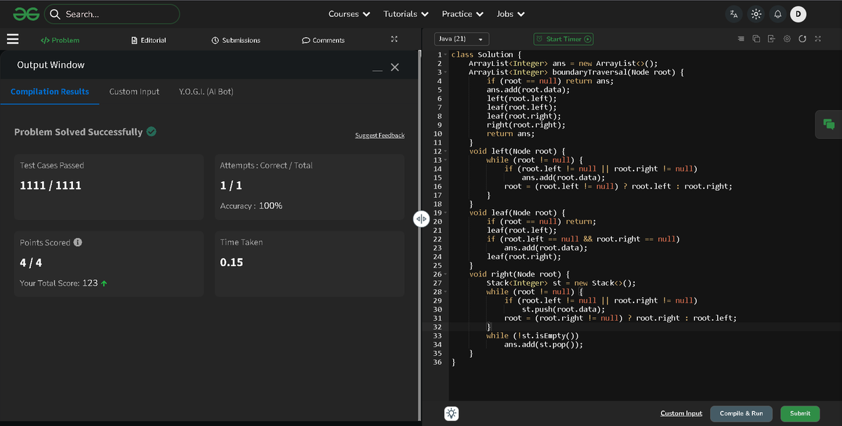 Darshan2042's tweet photo. 📅 Day 37/45 of #SDESheetChallenge @takeUforward_
@striver_79
🎯Topic: Binary Tree – Part II
 🔹LCA in BT
 🔹Check if two trees are identical or not
 🔹Zig Zag or Spiral Traversal
 🔹Boundary Traversal
💯 Progress > Perfection. Consistency wins.
#StriversSDEsheet #BinaryTree #DSA https://t.co/qyXSOUdRLy