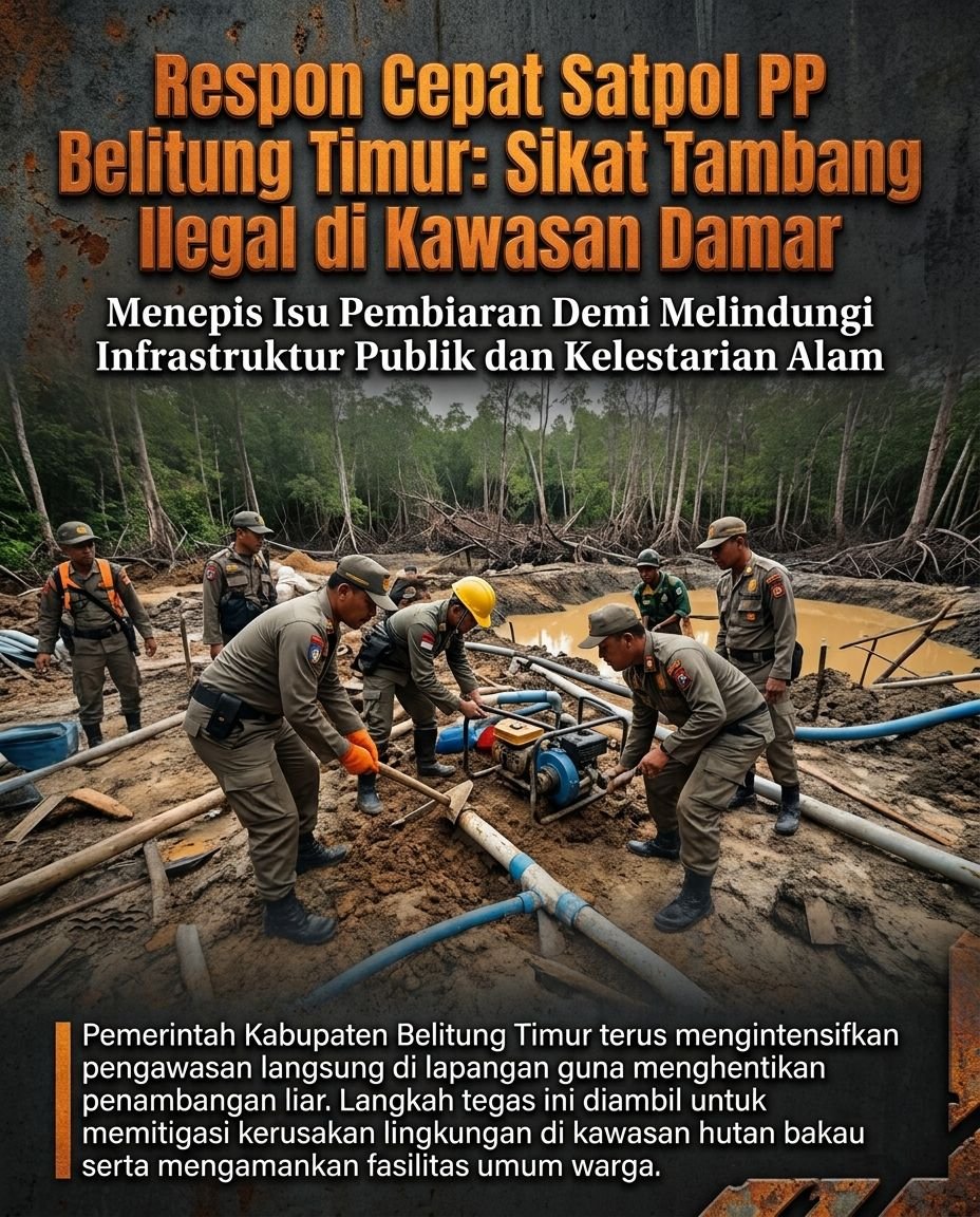 newsdigix's tweet photo. Pengawasan lapangan yang aktif menjadi bagian penting dalam menjaga lingkungan dan fasilitas publik. Respons cepat Satpol PP Belitung Timur terhadap aktivitas tambang ilegal di kawasan Damar menunjukkan komitmen menjaga ketertiban. #bangkabelitung #pttimah #timahfu #BelitungTimur https://t.co/BZQcdJkhtl
