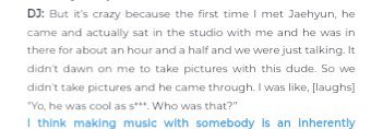 yunoojnk's tweet photo. Dem Jointz meeting Jaehyun: "... didn't dawn on me to take pictures with this dude. So we didn't take pictures and he came through. I was like, "Yo, he was cool as s***. Who was that?"" 

🙂‍↕️😆🙂‍↕️😆🙂‍↕️😆 https://t.co/Yu7PadpgCw