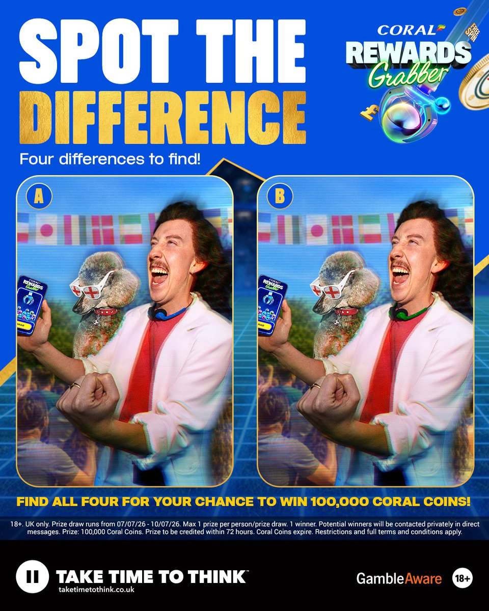 Coral's tweet photo. 🚨 𝗖𝗢𝗥𝗔𝗟 𝗖𝗢𝗜𝗡𝗦 𝗚𝗜𝗩𝗘𝗔𝗪𝗔𝗬 🚨

We've got a HUGE 100,000 Coral Coins up for grabs! 🤩

1️⃣ Reply with the four correct differences
2️⃣ Repost and like this post
3️⃣ Follow @Coral

One eligible entrant will be chosen at random and win the prize! 🎁

FULL T&amp;CS APPLY 👇