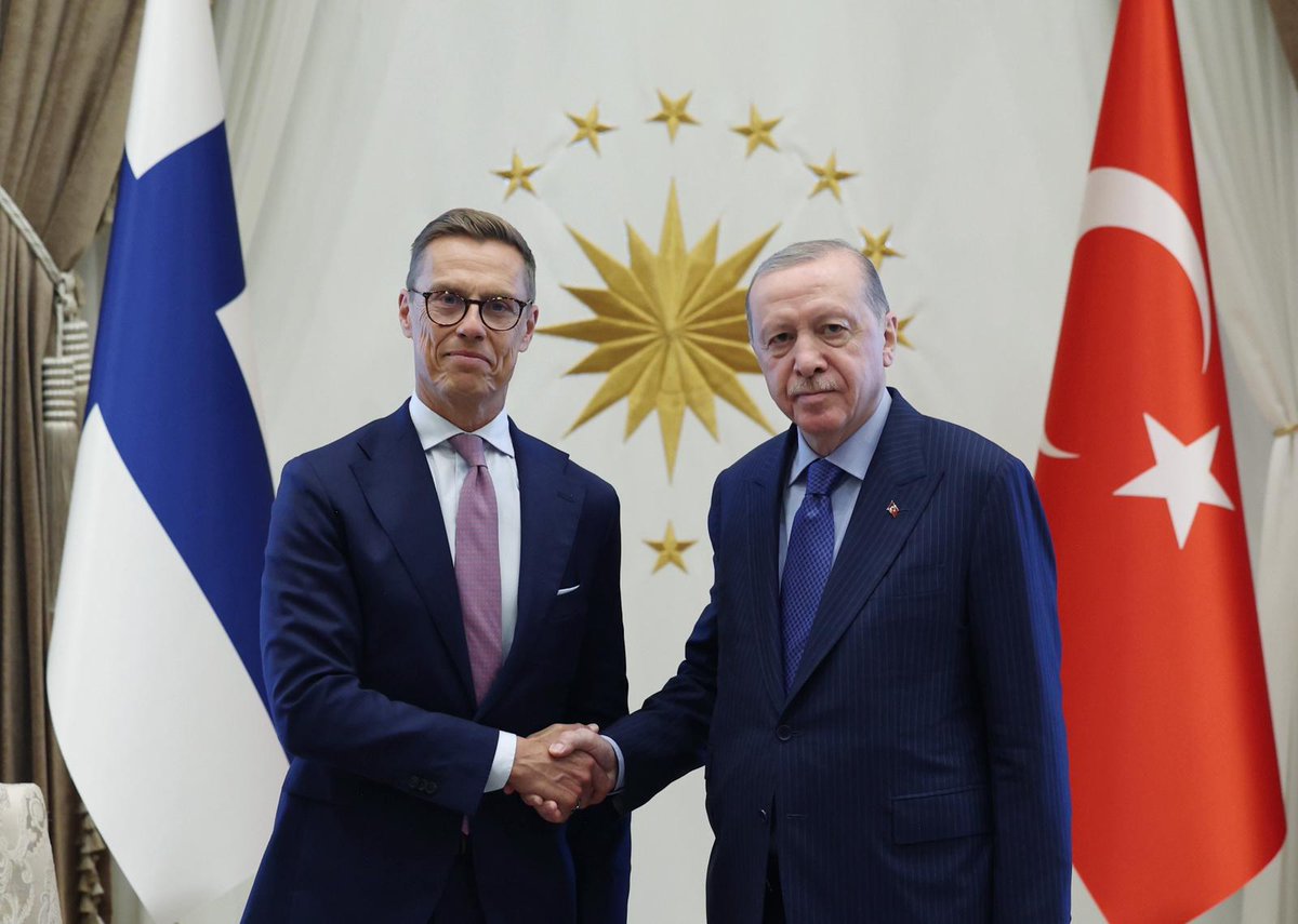 Akparti's tweet photo. Cumhurbaşkanımız Sayın Recep Tayyip Erdoğan, 36.⁠ ⁠NATO Devlet ve Hükümet Başkanları Zirvesi kapsamında Ankara'ya gelen Finlandiya Cumhurbaşkanı Alexander Stubb ile bir araya geldi. https://t.co/9qjLBbP4XS
