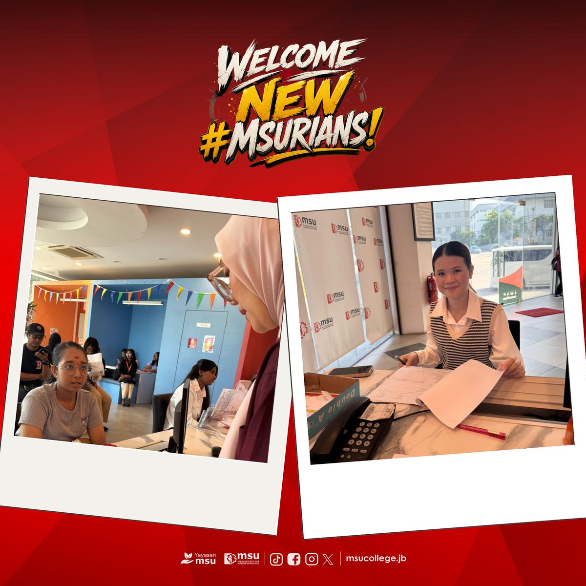 msuc_jb's tweet photo. Welcome, New MSUrians!

Registration day marks the beginning of an exciting new journey. We're delighted to welcome you to the MSU College Johor Bahru and can't wait to see you learn, grow, and succeed. 

🌺❤
#beMSUrians #go2MSU
#MSUmalaysia #MSUCollegeJohorBahru https://t.co/TnzOtpSwNs