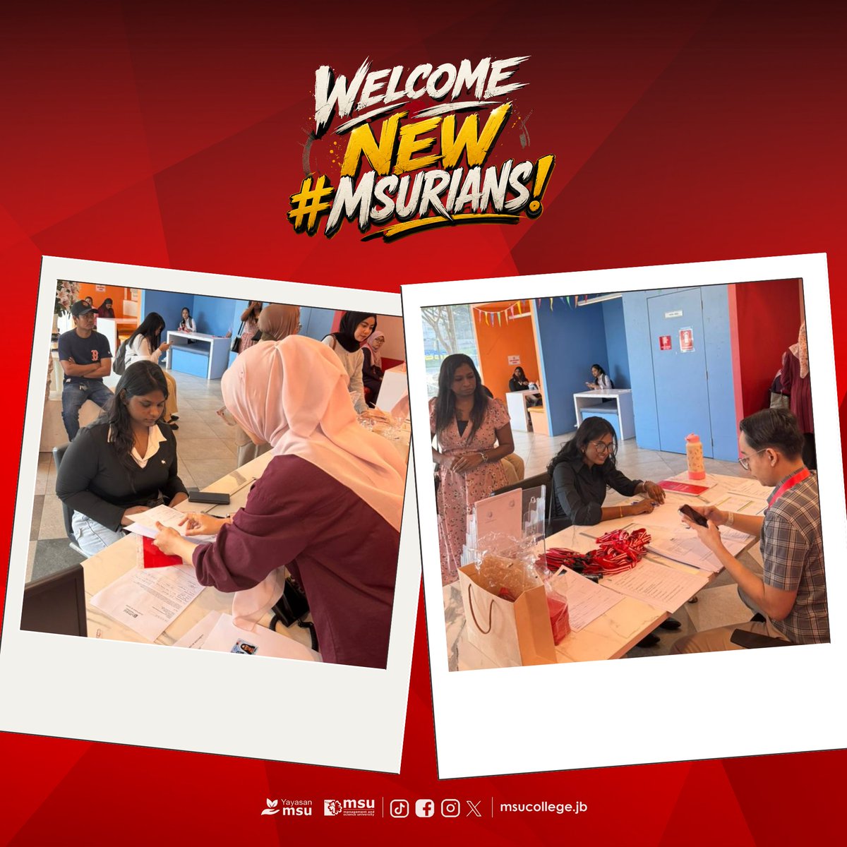 msuc_jb's tweet photo. Welcome, New MSUrians!

Registration day marks the beginning of an exciting new journey. We're delighted to welcome you to the MSU College Johor Bahru and can't wait to see you learn, grow, and succeed. 

🌺❤
#beMSUrians #go2MSU
#MSUmalaysia #MSUCollegeJohorBahru https://t.co/TnzOtpSwNs