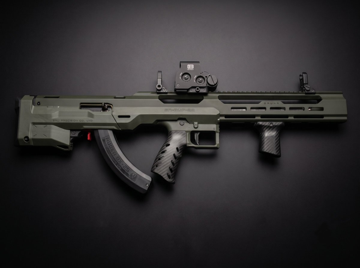 SRUGBB's tweet photo. The Ruger 10/22 redefined. 🚀
Featuring the SRU Precision #SRUNA22 bullpup kit in matte OD Green, upgraded with sleek carbon fiber grips. Compact, balanced, and tactical.
#Ruger1022 #Bullpup #SRUPrecision #TacticalRimfire https://t.co/PpUAVIaMUc