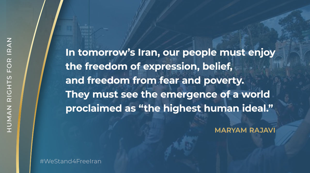 Rajavi_Iran_E's tweet photo. The Iranian Resistance emphasizes its commitment to restoring #HumanRights & abolishing the death penalty in future Iran. 
It will remain committed to the Universal Declaration of Human Rights & the International Covenant on Civil & Political Rights.
#StopExecutionsInIran 
⬇️
https://t.co/vKXGUTnvyU
