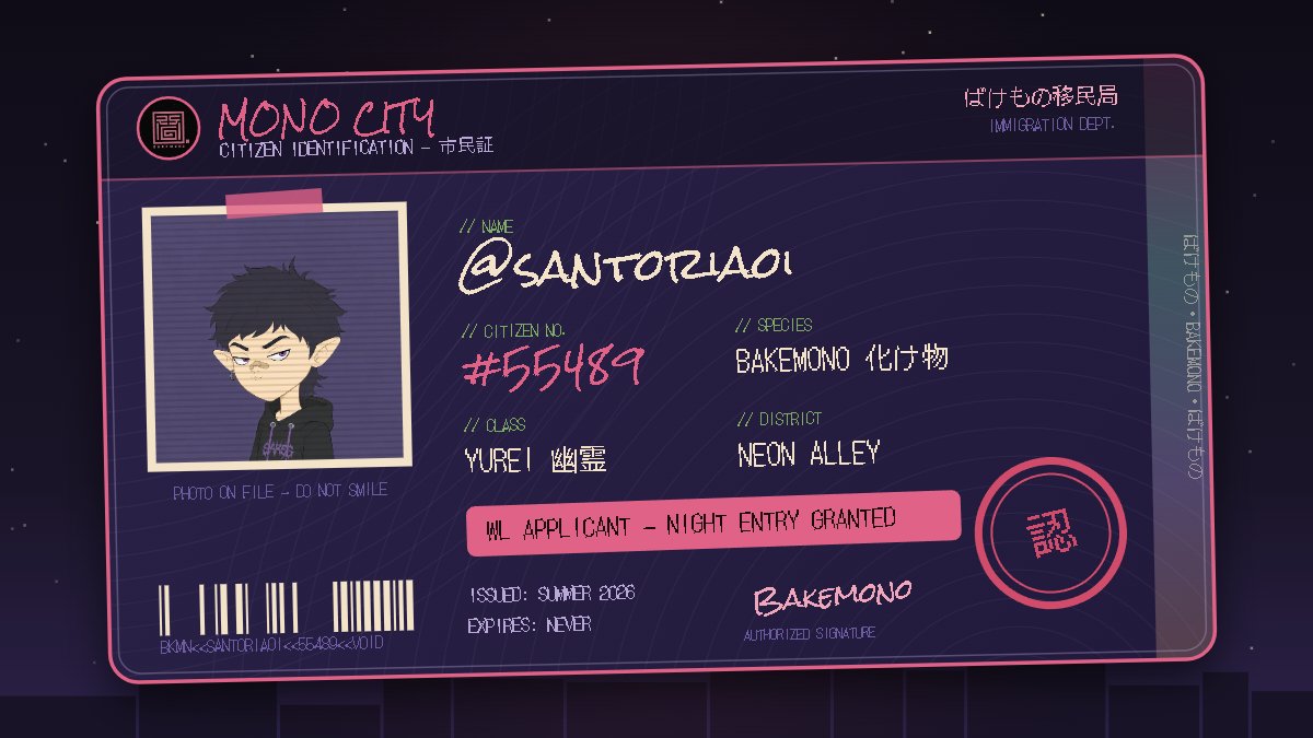 santoriaoi's tweet photo. MONO CITY just granted me citizenship 👹 CITIZEN #55489

ばけもの @BakemonooNFT — craziest IP launch this NFT summer.

https://t.co/OIhtkT1djl https://t.co/Fi11L3Y7b4