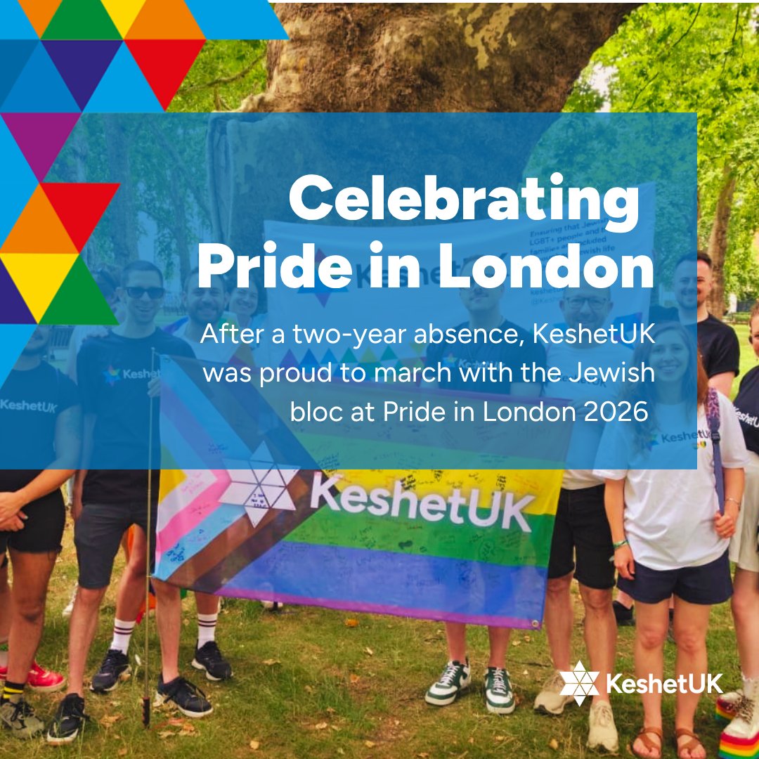 KeshetUK's tweet photo. After a two-year absence, KeshetUK was proud to march with the Jewish bloc at London Pride ✡️

Thank you to @PrideInLondon, @CST_UK, The Hineni Project and Sapphic Shabbat for helping make it a safe and joyful day. Here's to visibility, belonging and pride!

#OnePeopleOnePride https://t.co/yb9CszonMB