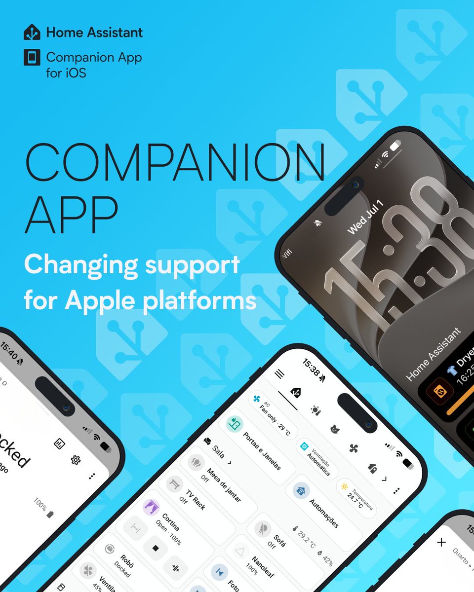 home_assistant's tweet photo. To build a stronger Companion app for everyone, we're discontinuing support for iOS 15, watchOS 8, and macOS 11.

Read on for all the details 🔽

https://t.co/mVzOJEb8f2 https://t.co/p6TKG4QK77