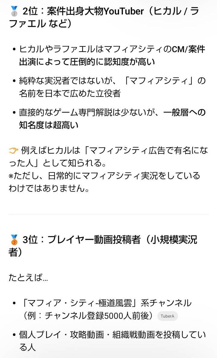 YouTuber_yuda's tweet photo. スマホゲームアプリのマフィアシティ極道風雲YouTube配信者ランキング(有名人 知名度ランキング)

ヒカル、ラファエルは、なんのジャンルでも凄いんですね☝️✨

現在ダウンロード数が一億以上もある人気なゲームなのでまだやったことない方は是非暇な時にでも遊んでみてください😄

#マフィアシティ https://t.co/wICAo5ChiA