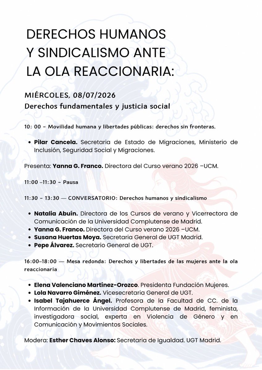 UGTMadrid's tweet photo. 🎓 Vuelven los Cursos de Verano de #UGTMadrid y @fundacionucm 

📆 Del 8 al 10 de julio, El Escorial reunirá a representantes institucionales y sindicalismo para debatir sobre derechos humanos, democracia y los retos de la ola reaccionaria.

#CursoVeranoUGT #CursosVeranoUCM2026 https://t.co/MQE9oXj03j