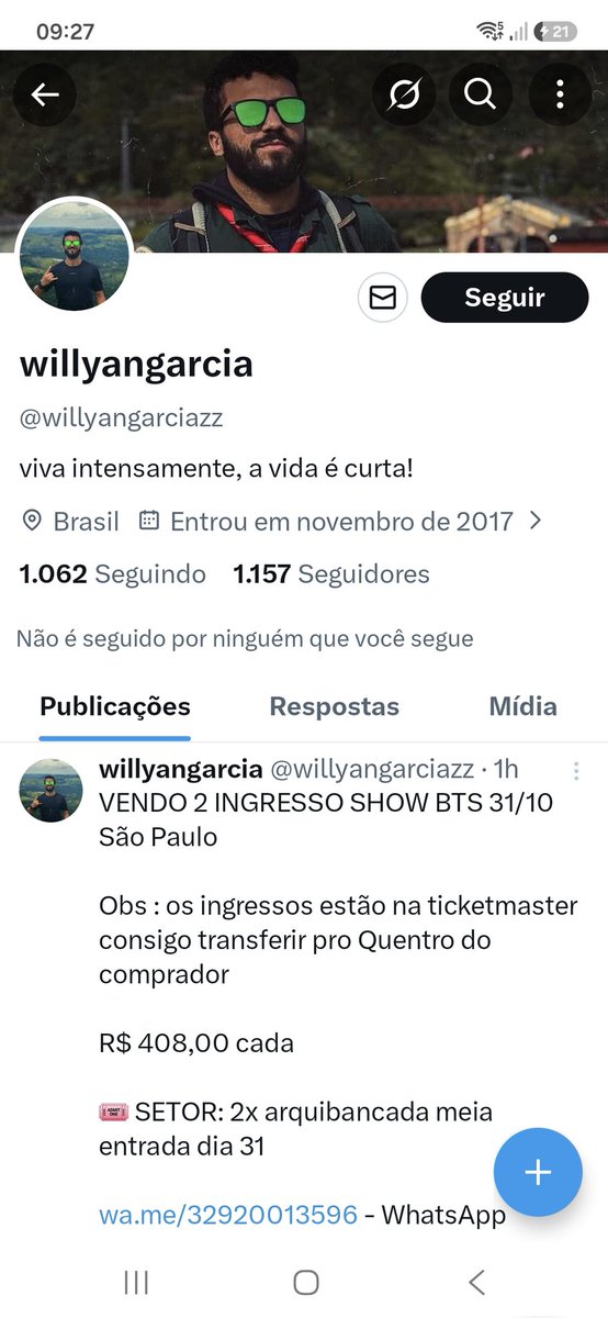 SandyLemes5's tweet photo. Cuidado com essa conta de golpista vendendo ingresso do bts, ele passa um site falso da ticketmaster pra enganar. https://t.co/sN162mH6IO