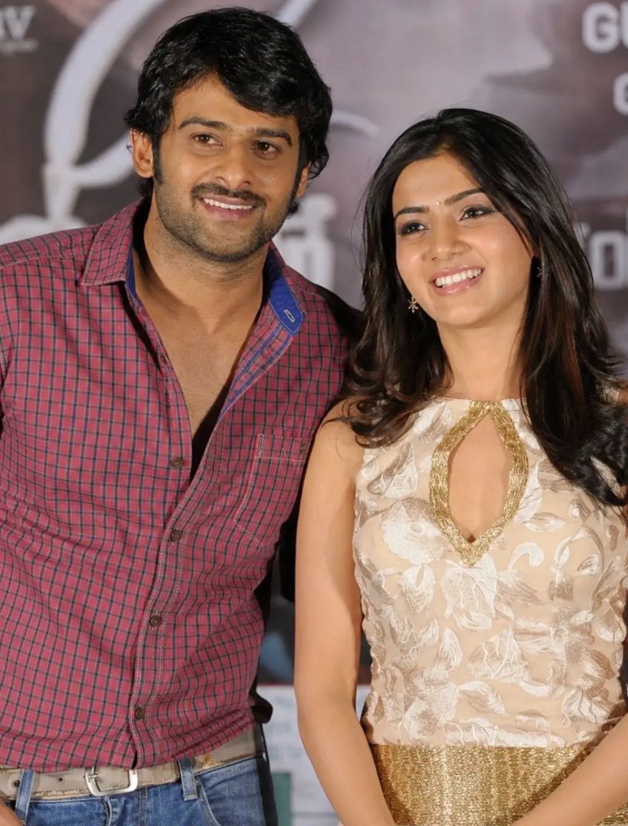 thejeganv's tweet photo. How is this pair still not in a movie together? Someone make it happen 🥹♥️… Prabhas &amp; Samantha at the Eega audio launch. 🫠 https://t.co/6XiinMtIuX