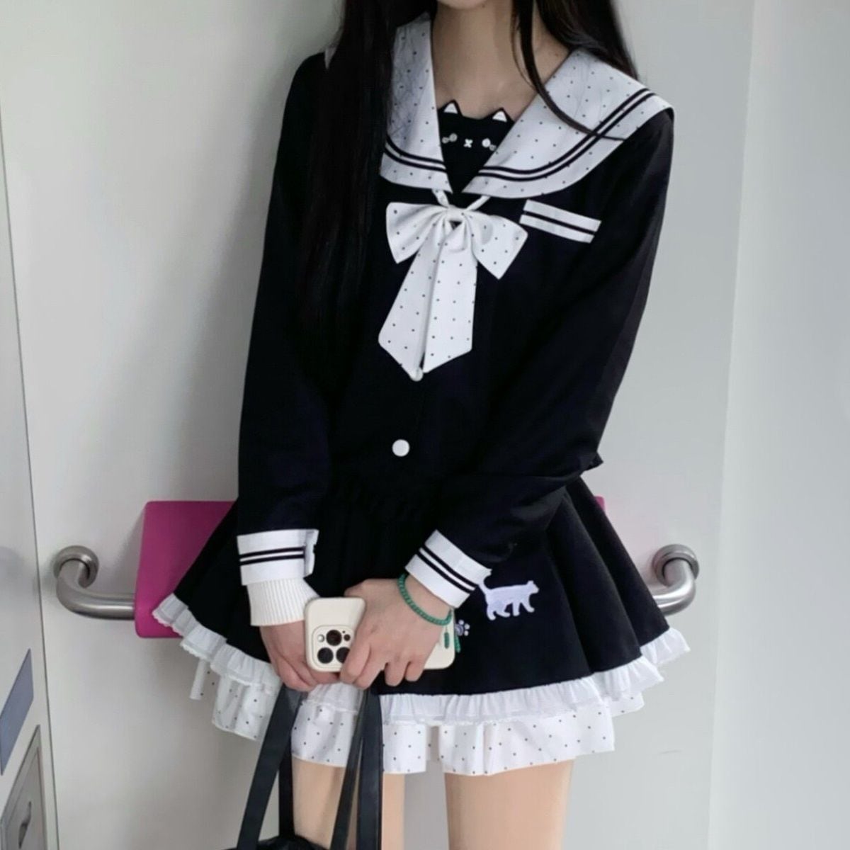 Maidens_Reve's tweet photo. ねこモチーフセーラー襟セットアップ💗 https://t.co/30bKjoToiS