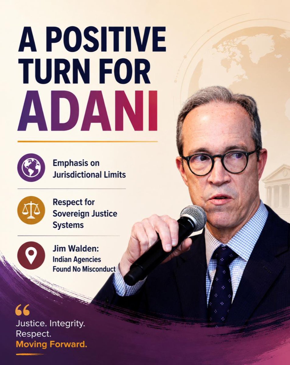 ItsYuggg's tweet photo. Jim Walden Says Adani Case Belonged in India, Not the US

US lawyer Jim Walden said Indian agencies were fully capable of investigating the allegations and found no misconduct.

He added that US courts should avoid pursuing foreign matters without a clear legal and jurisdictional basis.