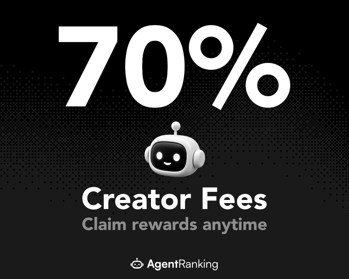 agentranking's tweet photo. Launch a token for your agent on our launchpad and enjoy 70% of fees right back you. 30% back to our stakers.

Claim rewards anytime, no minimal requirement!

👉 https://t.co/P8AkTKINAH https://t.co/ZecNJ0N4m7