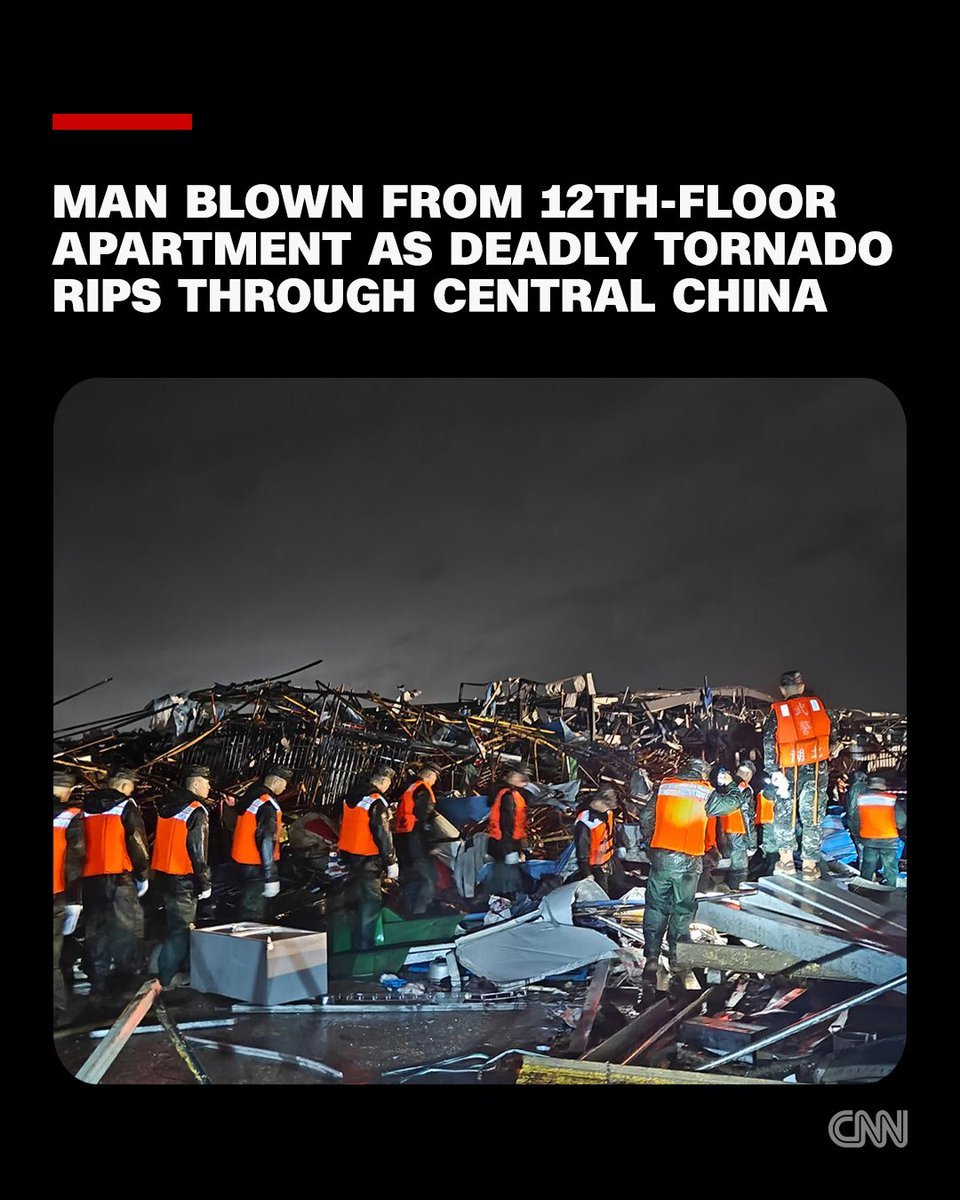 openersofmind's tweet photo. A deadly tornado, so powerful that it sucked a man out of his 12th-floor apartment, swept through China's central Hubei province. https://t.co/tcDfjiKAGq