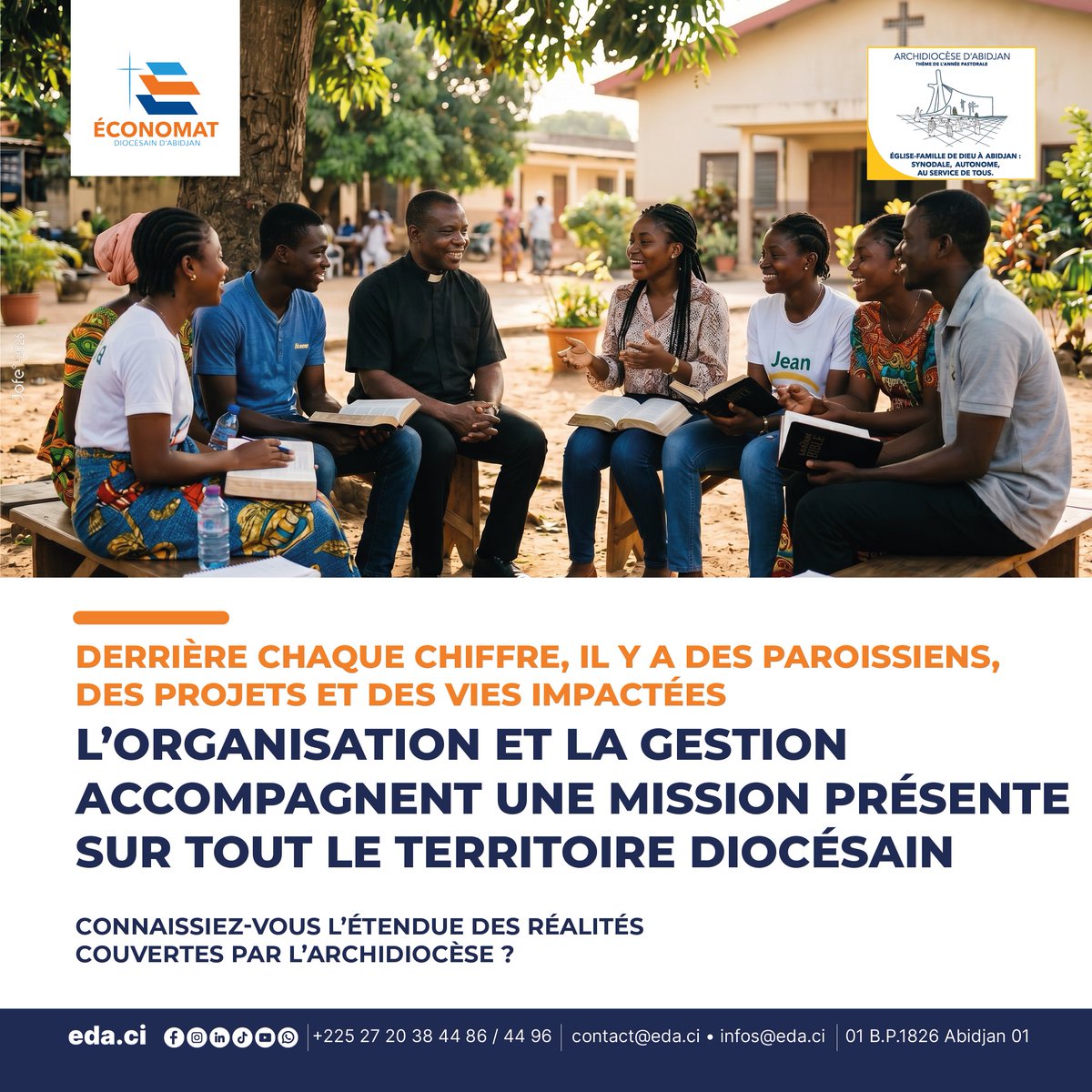 EDAbidjan's tweet photo. Avec 117 paroisses, 22 doyennés et 6 vicariats, l'Archidiocèse d'Abidjan accompagne chaque jour des milliers de fidèles grâce à une organisation de proximité.
Quelle initiative de votre paroisse vous a le plus marqué ces derniers mois ?
#EDA #ArchidioceseAbidjan https://t.co/kAv7ALEXlw