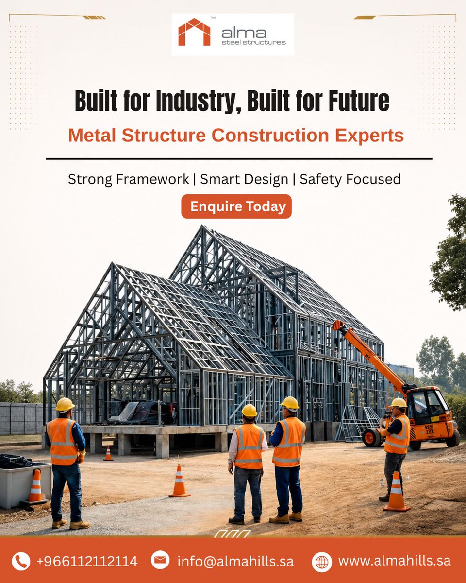 Alma__Steel's tweet photo. Strong Structures with ALMA Steel Structures
Reliable steel solutions with smart designs and durable frameworks.
β Expert Construction
β Strong Structures
β Future-Ready Designs
π +966112112114 | π https://t.co/P89o7oLPZg
#AlmaSteelStructures #SteelConstruction https://t.co/vjZmGRzWAI