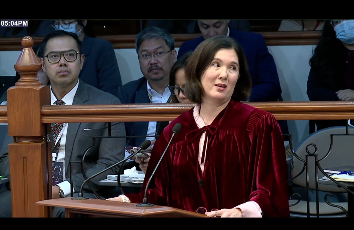 PhilippineStar's tweet photo. ‘I DON’T WANT TO SEE THIS HAPPEN AGAIN!’

Senator Pia Cayetano pointed out that Senator Risa Hontiveros’ question to private prosecutor Atty. Amando Virgil Ligutan was “not proper,” saying it was like a closing statement in the proceedings.

“When we allow this to happen, na-shortcut na natin ‘yung process!” Cayetano said during the second day of Vice President Sara Duterte’s impeachment trial on Tuesday.

Hontiveros earlier asked Ligutan if Duterte’s remarks in the videos shown as evidence in the trial are an impeachable offense. She then clarified, “My question po had to do with how the evidence is material to the allegations in the articles of impeachment kasi nga po hindi naman napapatunayan na the vice president actually sought an assassin. My intention was not to provoke a closing statement."

Presiding officer Chiz Escudero later ruled to strike from the records the prosecution’s response to Hontiveros.

LIVE: https://t.co/BJmIRgdobB