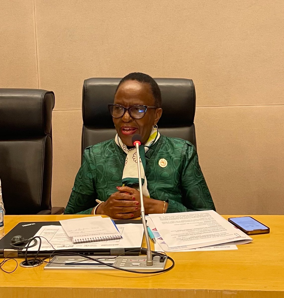 AUC_OSEWPS's tweet photo. In her opening remarks, the AU Special Envoy on #WPS, H.E. Amb. Liberata Mulamula, noted the significance of the #AWVP meeting as opportunity for frontline women to be heard, and connect with relevant institutions- ensuring that their voices are heard and inform policy &amp; action. https://t.co/OrtGvRdCTW