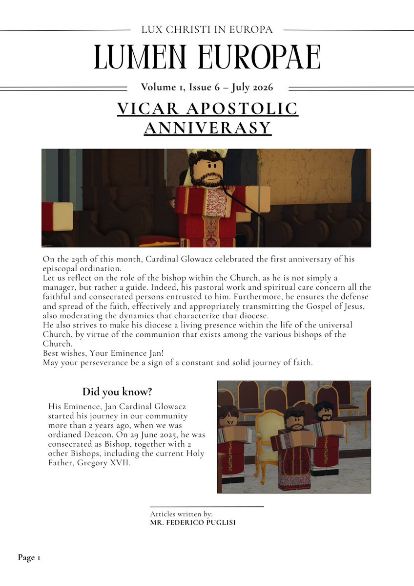 RO_European's tweet photo. 🔵Lumen Europae - Apostolic Vicariate of Europe Newspaper⚪️

Vol 1,  Issue 6, July 2026 https://t.co/zpLjWf3YkY