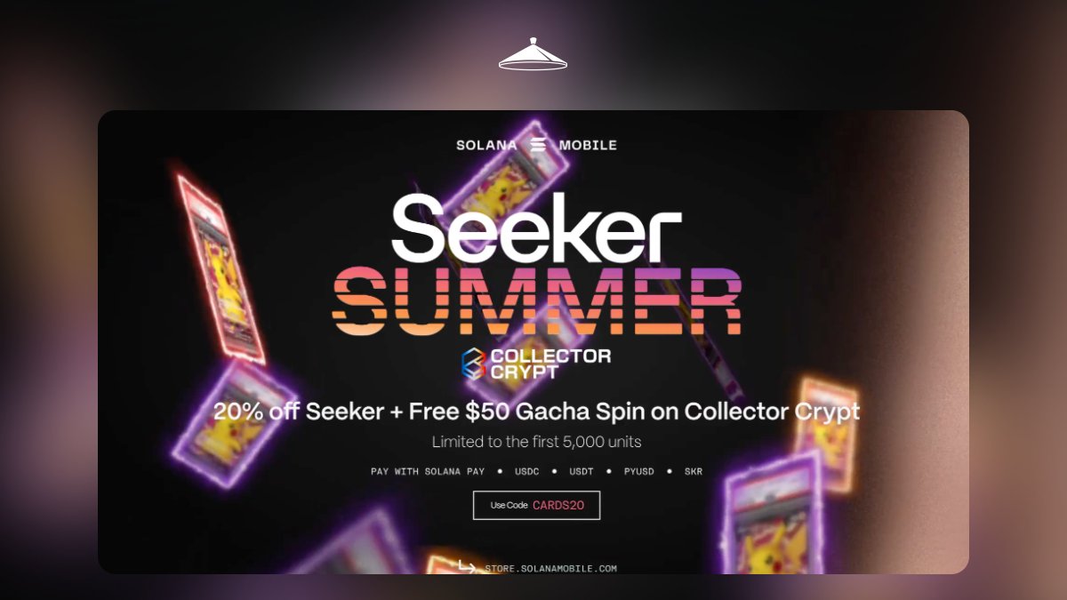 SolanaSensei's tweet photo. This is probably the best deal you could get on a @solanamobile today

You can grab a Seeker at 20% off + get a FREE $50 pack rip when you apply CARDS20 at checkout.

First 5,000 buyers only. https://t.co/Rl4CTwehAS