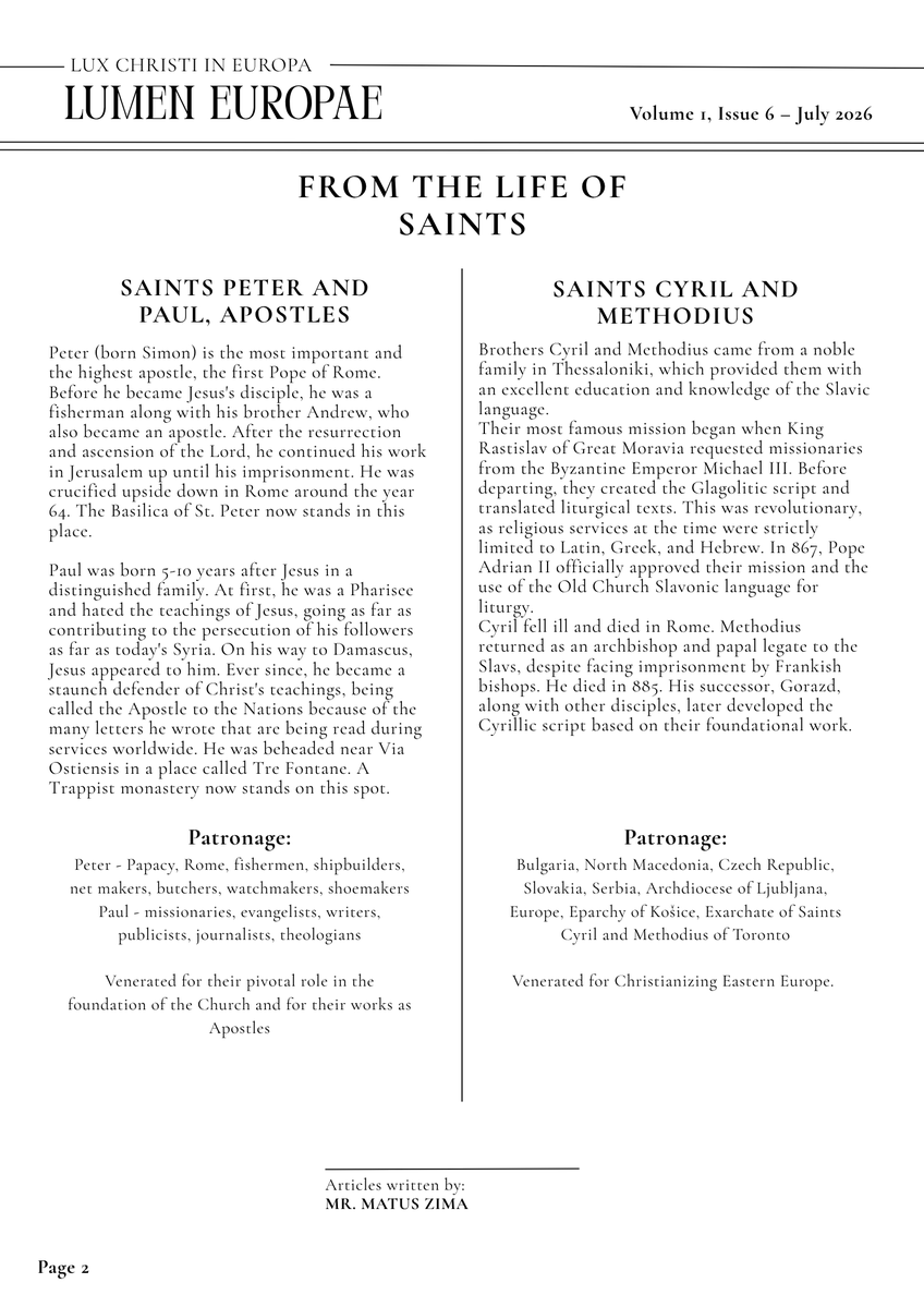 RO_European's tweet photo. 🔵Lumen Europae - Apostolic Vicariate of Europe Newspaper⚪️

Vol 1,  Issue 6, July 2026 https://t.co/zpLjWf3YkY