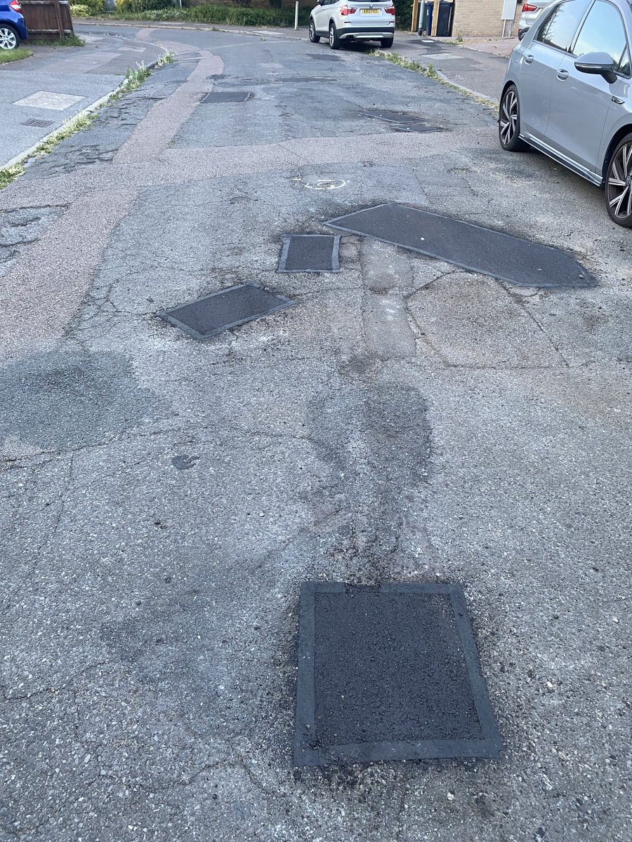jon_schneider's tweet photo. Fresh patches between the patches from @CambsCC while the rest still crumbles. https://t.co/YNKEMxMWyA