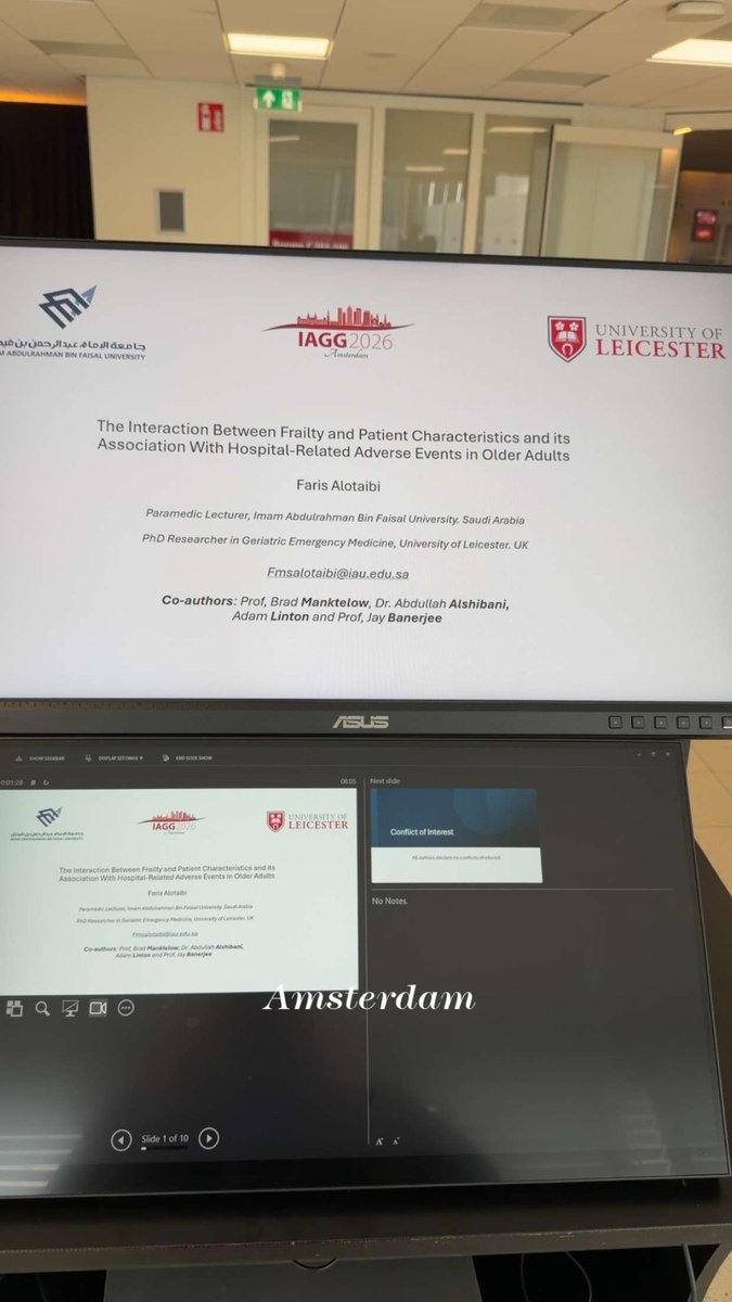 iFar1s's tweet photo. From Amsterdam 🇳🇱, I had the opportunity to present the findings of one of my PhD studies, “The Interaction Between Frailty and Patient Characteristics and Its Association with Hospital-Related Adverse Events in Older Adults,” at the International Association of Gerontology and Geriatrics conference IAGG 2026. 

Many thanks to my supervisors and co-authors for their invaluable guidance and support throughout this work.