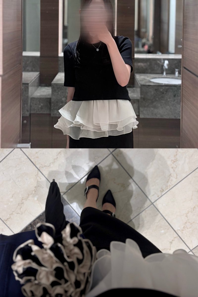 mimi_nyanya's tweet photo. このペプラムトップスのキャミソールを使って、黒のリブT･ロングスカートと組み合わせてみたꢏꢷ^ᴗ ̫ ᴗ^🖤 https://t.co/lmRfAb7mGr