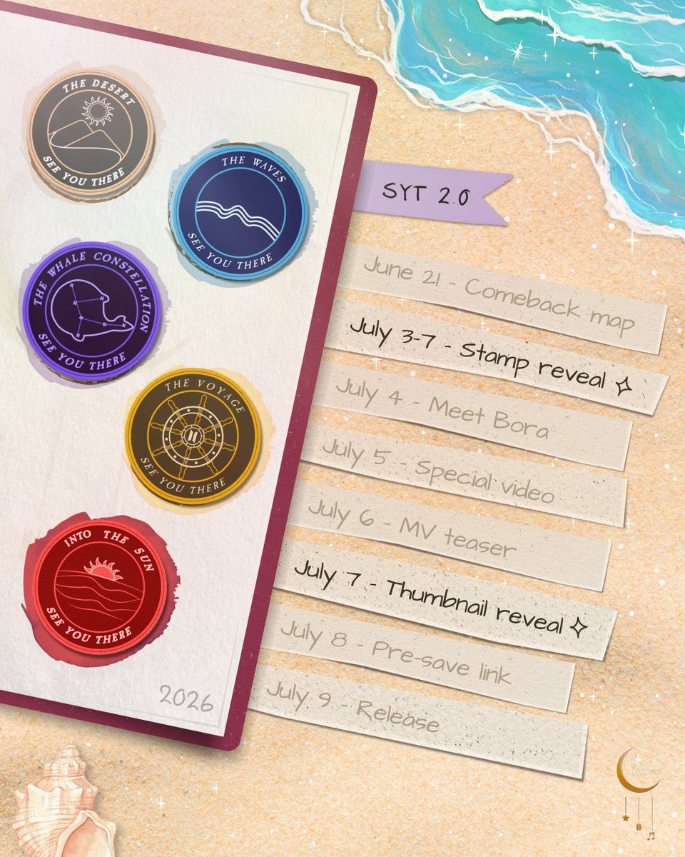 t_gasp_official's tweet photo. The sunrise is ahead, and a new chapter begins 🌅💜

After every step, every wave, and every sign along the way, Bora is ready for a new beginning. With hope in their heart, they sail toward the horizon.

Are you ready to sail into the sunrise with Bora? ⛵✨

✒️ Stamp: Mina (IG@hey.minakive)
🧭 Comeback Map: Mie (IG@muriel.makes)

#BTSARMY #ARMY #SeeYouThere2_0