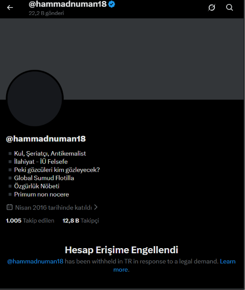_tevhidgundemi's tweet photo. NATO Zirvesi Öncesi Filistin Aktivistlerinin X Hesaplarına Erişim Engeli

Aktivist Tülay Gökçimen ve Sumud Filosu gönüllüsü Hüseyin Kılıç'ın X (Twitter) hesaplarına Türkiye'de erişim engeli getirildi.

Erişim engelinin gerekçesi ise "milli güvenlik ve kamu düzeninin korunması" olarak gösterildi.