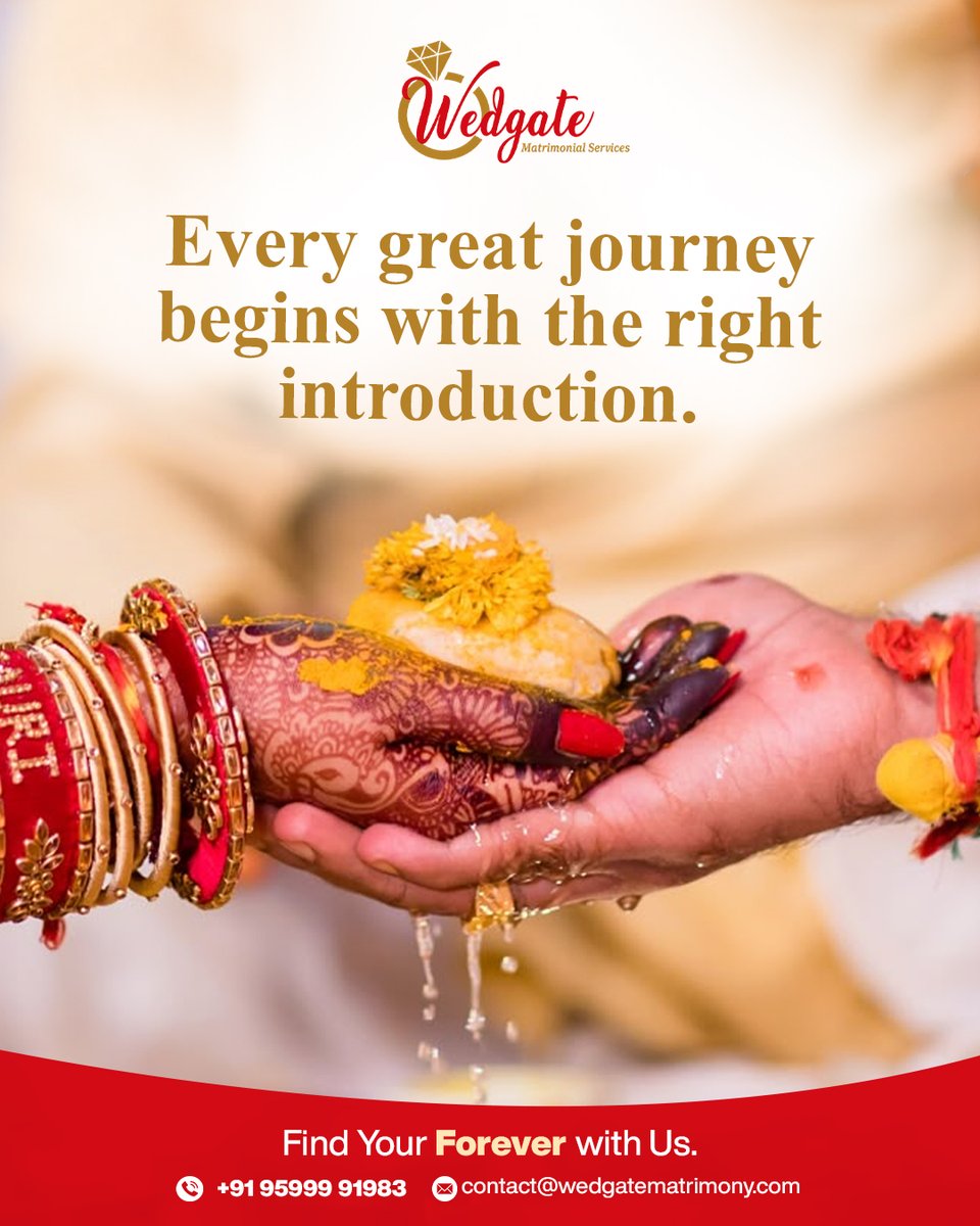 wedgate's tweet photo. ❤️Your forever starts with the right introduction.
At Wedgate Matrimony, we make finding your life partner simple with trusted matchmaking, verified profiles, and personalized guidance.
📞95999 91983
#WedgateMatrimony #Matchmaking #MarriageBureau #IndianMatrimony #FindYourPartner https://t.co/vQCuogq2Zs