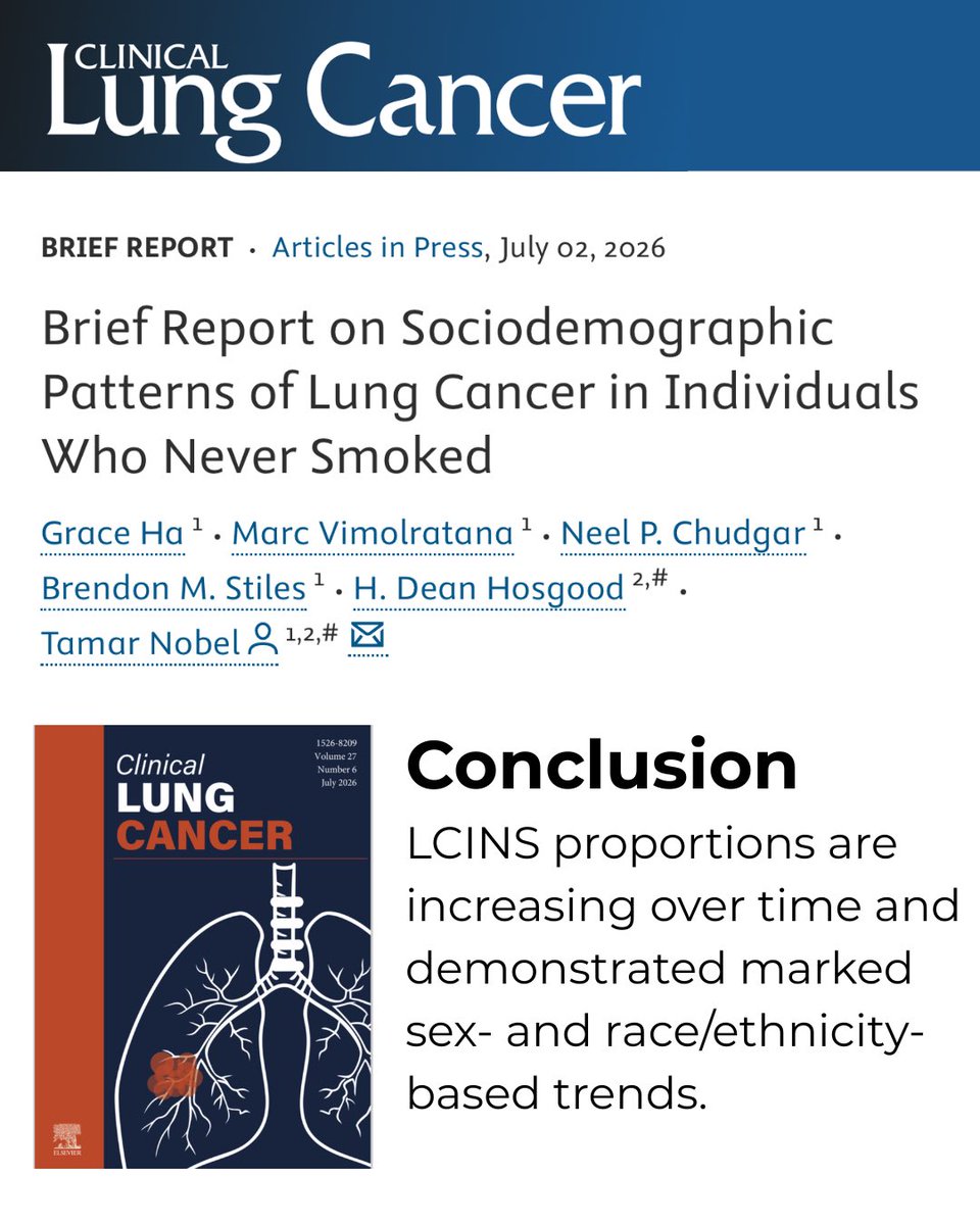 LungCancerEu's tweet photo. Who gets #lungcancer? A 🆕 study of 5,131 people with NSCLC found that, among those diagnosed, women were around 2.5 times more likely than men to have never smoked.

It also found that the proportion of people diagnosed who had never smoked increased from 12.3% in 2005 to 18.0% in 2024.

What could these findings could mean & are they part of a wider shift in how researchers understand who gets lung cancer? #LCSM

🔗 https://t.co/gz0m9JKaBH