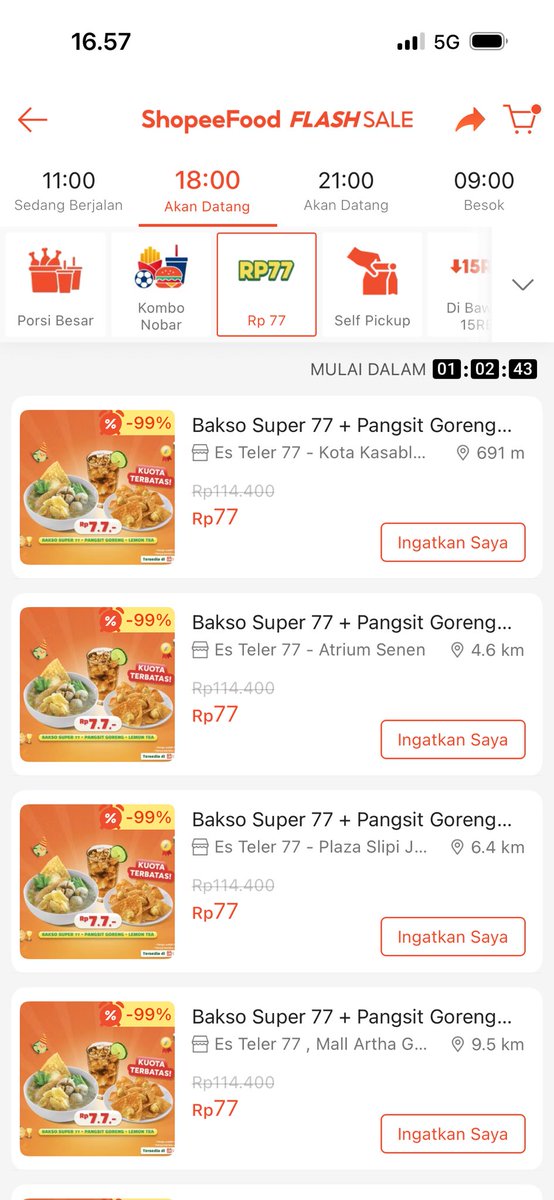 helloworldz_'s tweet photo. @mochiesklim di flash salee shopeefood kak masih ada jam 6 sore nanti , dia ada 2 jam 11.00 sama jam 18.00 https://t.co/cP4KoGWhKF