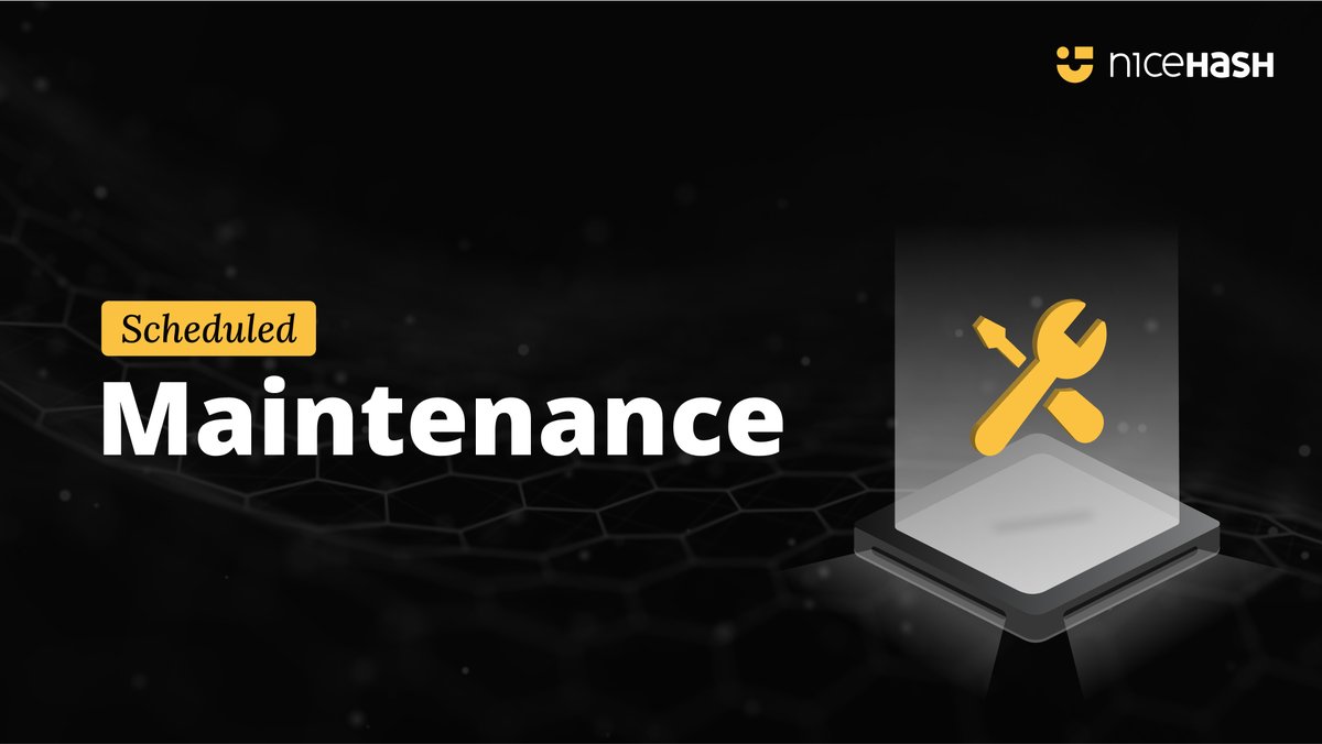 NiceHashSupport's tweet photo. [Scheduled maintenance]

On July 7th, starting at 11AM CEST, we will perform scheduled maintenance on our platform and services.

Please expect short interruptions during this time.

Mining will continue to operate uninterrupted.

https://t.co/CHHAKFvvCl https://t.co/tCYuthUh3J
