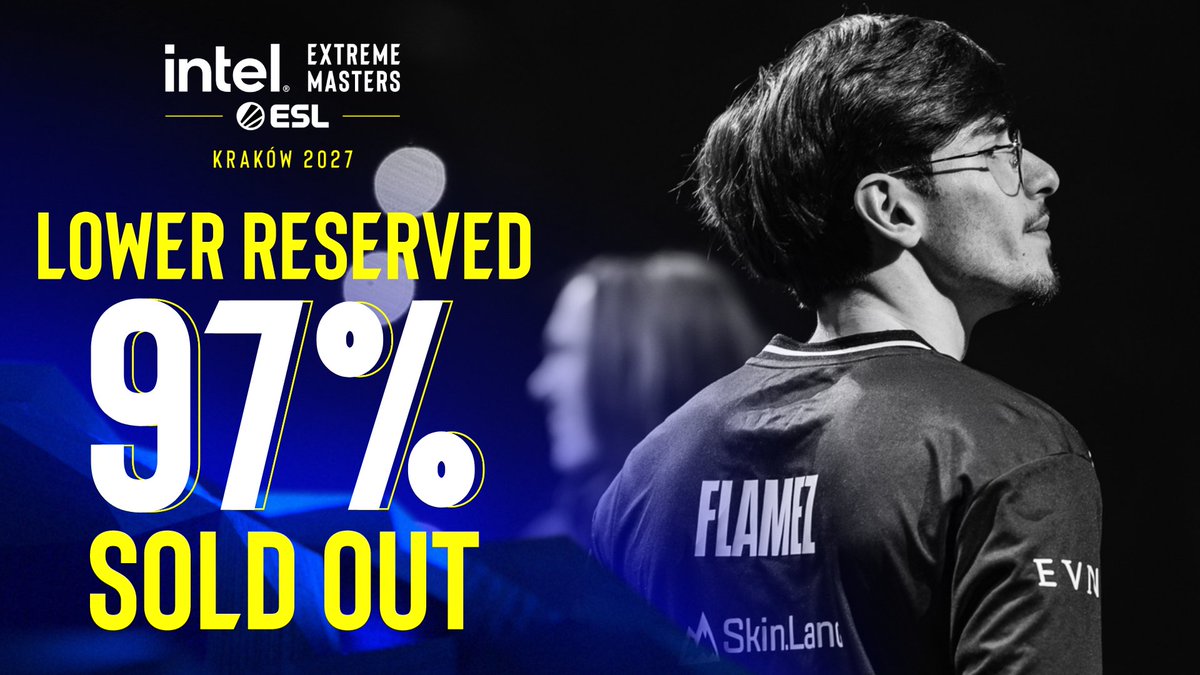 IEM's tweet photo. There's only a handful of Lower Reserved tickets remaining in Wave 1 for #IEM Kraków 2027!

Don't miss out - pick yours up before prices increase in Wave 2 this Thursday ⌛ https://t.co/YkYVsPEduh