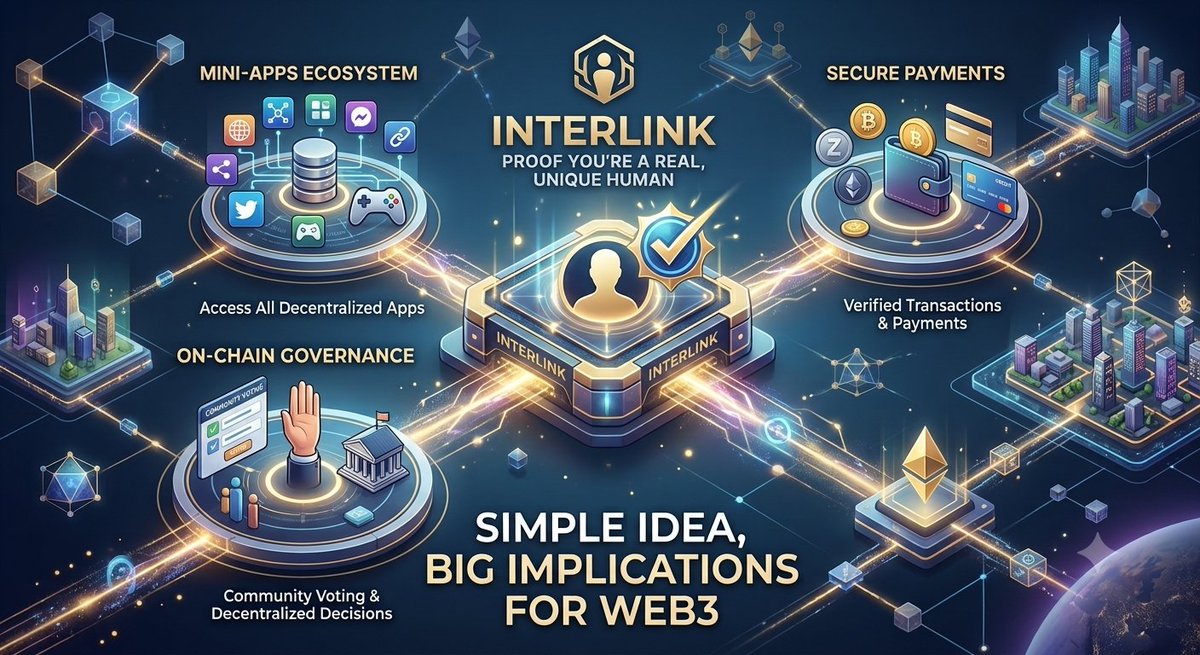 opalteens's tweet photo. InterLink isn't just login — it's proof you're a real, unique human.
This powers everything: mini-apps, governance, payments, all through one verified identity.
Simple idea, big implications for Web3.
#Interlink #ITLG #ITL https://t.co/aoWKOVL7rt