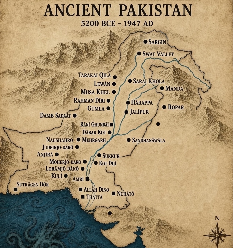 ZiganaKhan's tweet photo. If you map all the ancient sites across the subcontinent, you will end up with a map of modern-day Pakistan. 

You may call it a coincidence, but this region always maintained a distinct identity from India. It gave birth to two major civilizations: The Indus Valley and Gandharā. It was home to three Persian empires and one Greek empire. None of that happened in Ancient India. 
This unique historical trajectory also played a rule in the reclamation of Pakistan in 1947.

#AncientPakistan